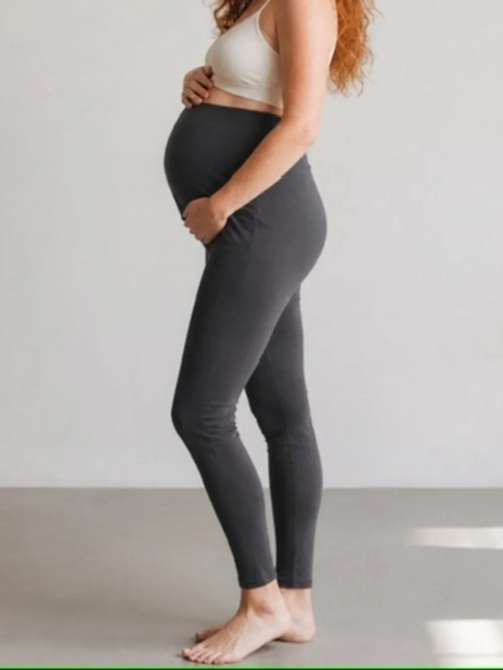 Thrill Maternity Dark Gray Fleece Lined Leggings One Size Stretch High Waist OS